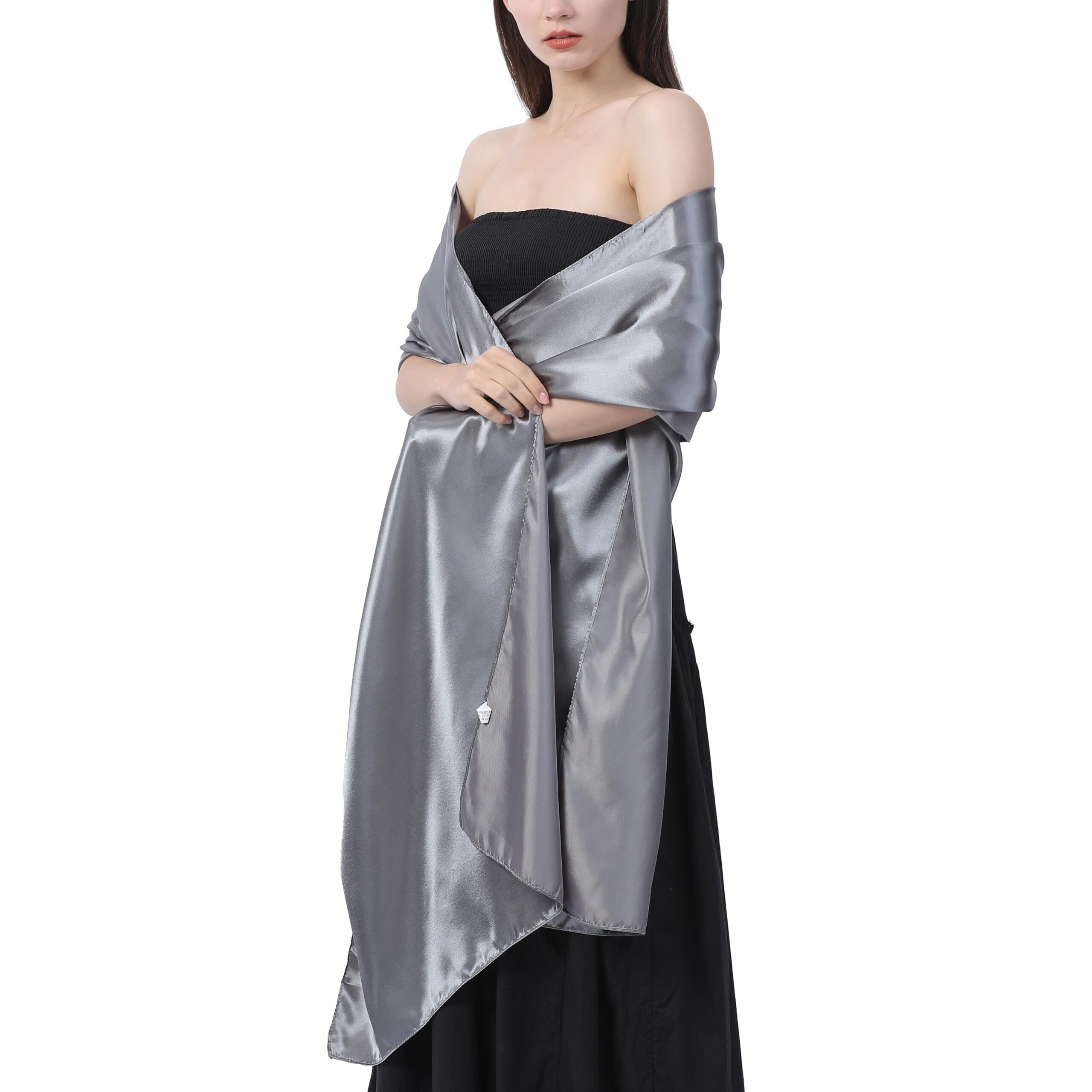 5493 Womens Silk Feeling Satin Shawls Lightweight Head Scarves Bridal